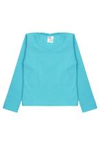 Blusa Canelada Manga Longa - Turquesa - Ame Kids