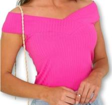 Blusa canelada ombro a ombro regata com bojo moda feminina