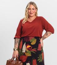 Blusa Canelada Plus Infinita Cor Laranja Blusa Canelada Plus Infinita Cor Laranja