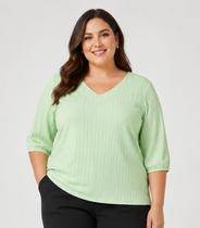 Blusa Canelada Plus Infinita Cor Verde
