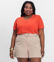 Blusa Canelada Plus Infinita Cor Vermelho Blusa Canelada Plus Infinita Cor Vermelho