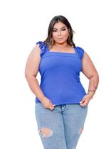 Blusa canelada plus size alça babado moda feminina fashion