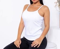 Blusa canelada regata básica moda feminina