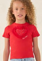 Blusa Canelada Vermelha Heart Petit Cherie