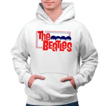 Blusa canguru com Capus The Beatles, estampa logo retrô, unisex