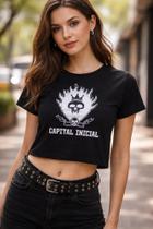 Blusa Capital Inicial cropped de banda de rock SF637 Blusa Capital Inicial cropped de banda de rock SF637