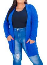 Blusa Cardigan feminina plus size lanzinha com bolso estilo