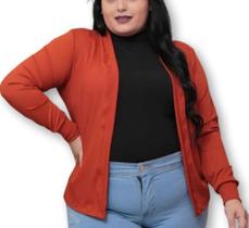 Blusa cardigan plus size canelado casual feminina