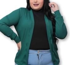 Blusa cardigan plus size canelado feminina