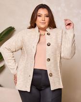 Blusa Casaco De Frio Botão Plus Size Tricô Inverno - Lalinha
