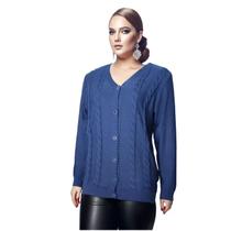 Blusa Casaco Fem Plus Size Lã Tricot De Frio 124X - Fluence Moda Grande