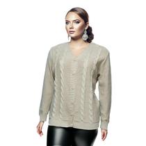 Blusa Casaco Fem Plus Size Lã Tricot De Frio 124X - Fluence Moda Grande