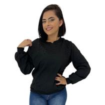 Blusa Casaco Manga Longa Moletinho Feminina Sem Capuz Basica Blusa Casaco Manga Longa Moletinho Feminina Sem Capuz Basica
