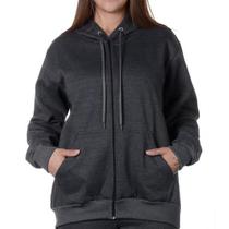 Blusa Casaco Moletom Feminino Canguru Com Fechamento Zíper