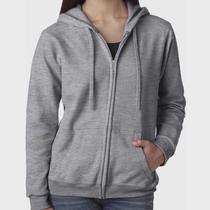 Blusa Casaco Moletom Feminino Canguru Com Fechamento Zíper