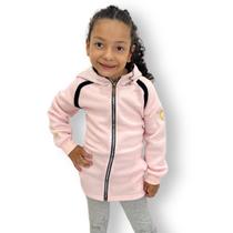 Blusa Casaco Moletom Infantil Menina Aberto Touca Ziper Blusa Casaco Moletom Infantil Menina Aberto Touca Ziper