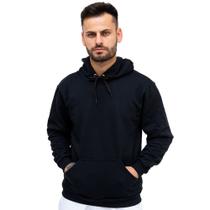 Blusa Casaco Moletom Masculino Canguru Com Capuz Preto