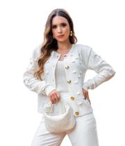Blusa Casaquinho Cardigan Tricot Feminino Com Botão R111 - Style Store