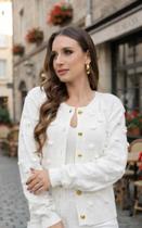 Blusa Casaquinho Cardigan Tricot Feminino Com Botão R111