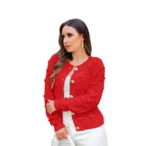 Blusa Casaquinho Cardigan Tricot Feminino Com Botão R111 - Style Store