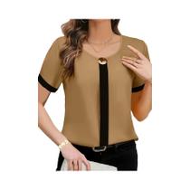 Blusa Casual Elegante Feminina De Manga Curta, Camisa De Moda Para Férias E Fins De Semana