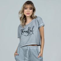 Blusa Casual Feminina Cropped Estampada Gratidão Blusa Casual Feminina Cropped Estampada Gratidão