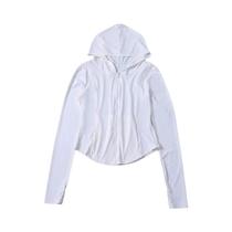 Blusa Casual Feminina De Manga Longa Com Capuz E Zíper Para O Outono