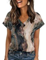 Blusa Casual Zeagoo de Manga Curta com Decote V Blusa Casual Zeagoo de Manga Curta com Decote V