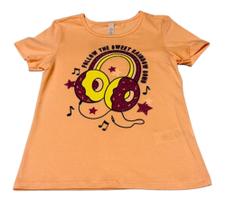 Blusa Cativa Manga Curta Menina Estampa Glitter Fone Donuts Blusa Cativa Manga Curta Menina Estampa Glitter Fone Donuts