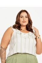 Blusa Cavada Decote com Babado Vicolinho Listrado Medimodas - Elegante e Versátil