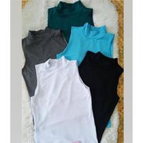 Blusa cavada gola alta sem bojo canelada feminina fashion