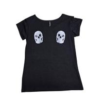 Blusa Caveira Skull Camiseta Baby Look Feminina Sf917 Blusa Caveira Skull Camiseta Baby Look Feminina Sf917