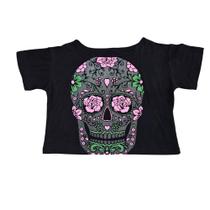 Blusa Caveira Skull Cropped Camiseta Baby Look Feminina Sf805