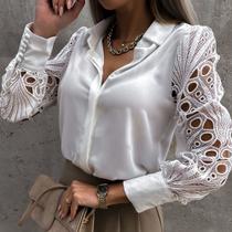 Blusa cetim feminina rendado na cor preta