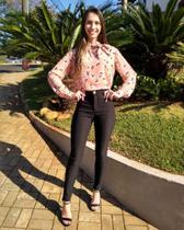 Blusa Chiffon Amarração Gola Estampada P Fato Básico