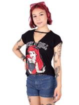 Blusa Choker Princesa Ruiva Ariel Tatuada Preta Blusa Choker Princesa Ruiva Ariel Tatuada Preta