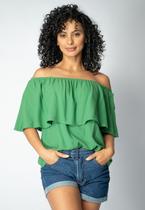 Blusa Cigana Babado Ombro a Ombro Verde Light