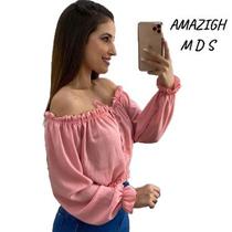blusa Ciganinha Cropped Feminino Manga Longa Blusa - Amazigh-mds