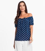 Blusa Ciganinha de Bolinha Rovitex Azul