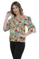 Blusa Ciganinha Estampa Floral Detalhe De Babado F081