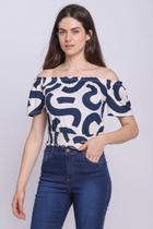 Blusa Ciganinha Feminina Estampada Polo Wear Azul Escuro