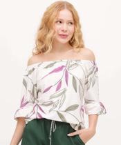 Blusa Ciganinha Feminina Folhas Manga 3/4 Marisa-16021