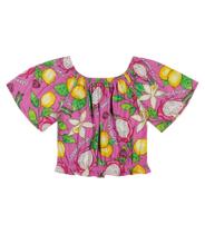Blusa Ciganinha Infantil Feminina Fruit Trick Nick Rosa Blusa Ciganinha Infantil Feminina Fruit Trick Nick Rosa