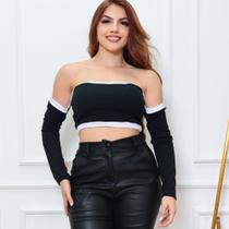 Blusa ciganinha manga comprida básica duas cores moda gringa Lancamento