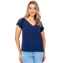 Blusa ciganinha manga curta com renda