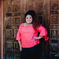 Blusa ciganinha plus size coral