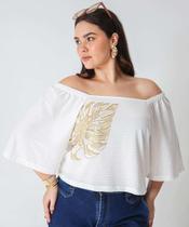 Blusa Ciganinha Plus Size Feminina Marisa Off White-70028 Blusa Ciganinha Plus Size Feminina Marisa Off White-70028