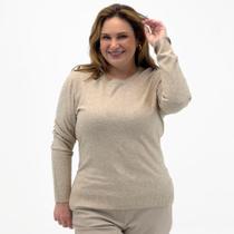 Blusa City Lady Tricot Básica Plus Size Gola Redonda Feminina