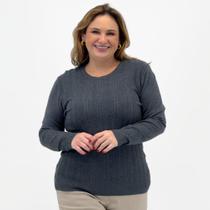 Blusa City Lady Tricot Plus Size Texturizada Gola Redonda Feminina Blusa City Lady Tricot Plus Size Texturizada Gola Redonda Feminina