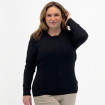 Blusa City Lady Tricot Plus Size Texturizada Gola Redonda Feminina Blusa City Lady Tricot Plus Size Texturizada Gola Redonda Feminina